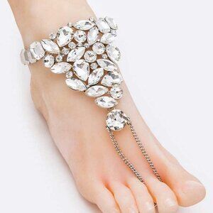 Crystal Statement Anklet - RHODIUM/CLEAR